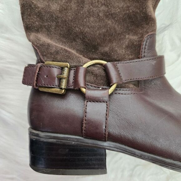 LAUREN Ralph Lauren McLeod Brown Leather Suede Riding Style Boot w/ Bridle 5.5 - Picture 4 of 15
